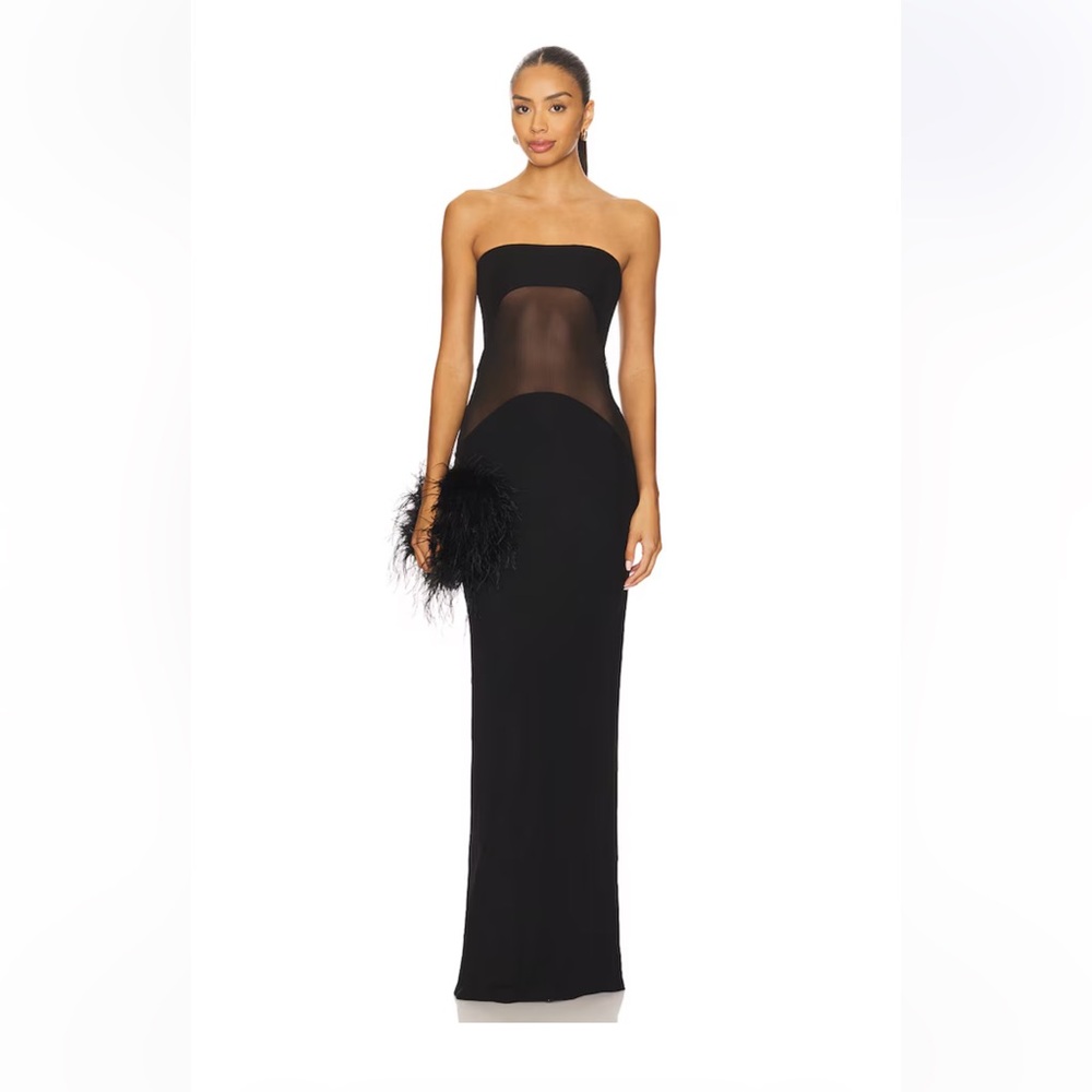 The Sadira Maxi Dress in Black
NBD Strapless Black Sheer Panel Evening Gown